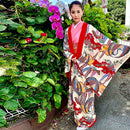 紅型打ち掛け 一越大鶴丸柄 仕立て上がり