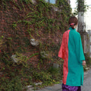 【ハーフ衣裳/稽古着】シーサーがいっぱい（エメラルドグリーン）