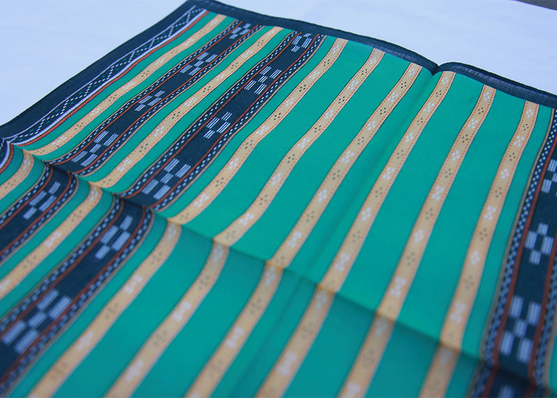 【布マスクが作れるハンカチ】ミンサー　緑×青 41cm×41cm