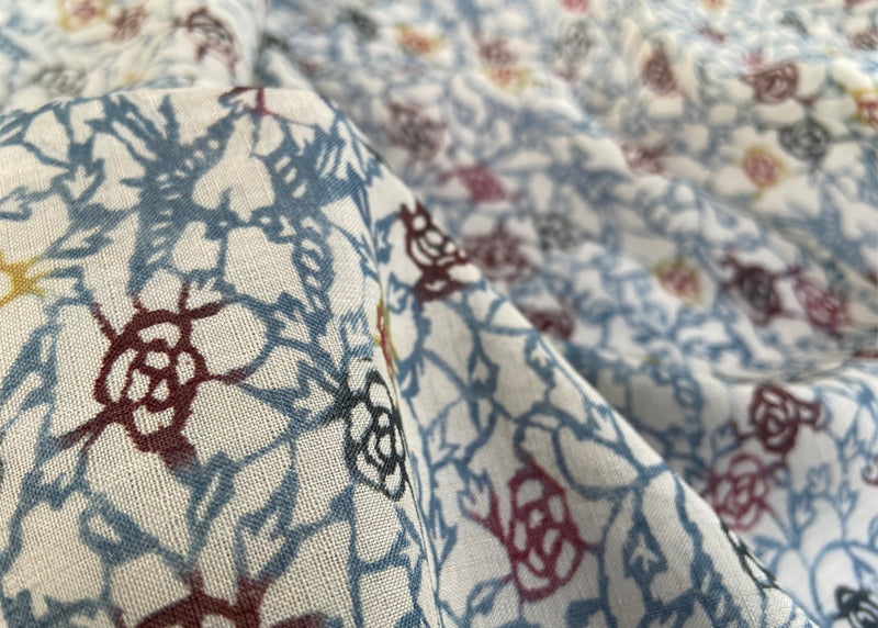 【ポリエステル　バラ柄】マスク生地・布単品100cm×38cm