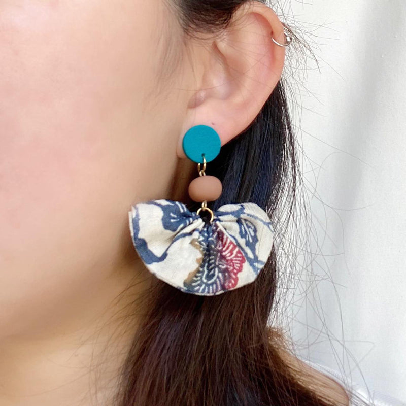 【ピアス＆イヤリング】クバの葉 ポリマークレイピアス