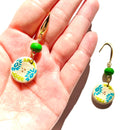 【ピアス＆イヤリング】やちむんグリーン ポリマークレイピアス