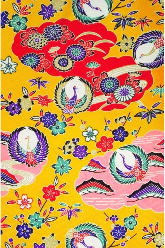 リンズ　雲取鶴丸柄 着物反物