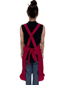 琉球染物 紅型エプロン ポケット付き_2サイズ 裾フリル付き＜ホワイト×レッド＞