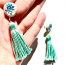 【ピアス＆イヤリング】やちむんタッセル ポリマークレイピアス