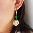 【ピアス＆イヤリング】やちむんグリーン ポリマークレイピアス