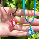 【緑の風 トンボ玉】マース玉 ネックレス 2色【ライトブルー・ピンク】