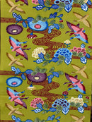 紅型柄 一越 牡丹と鶴 着物反物