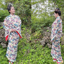 紅型柄 一越 牡丹と鶴 着物反物