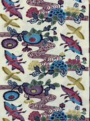 紅型柄 一越 牡丹と鶴 着物反物