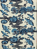 紅型柄 一越 牡丹と鶴 着物反物