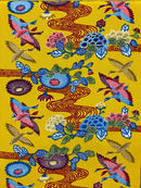 紅型柄 一越 牡丹と鶴 着物反物